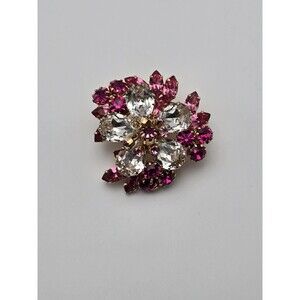 Vintage Schoffel & Co. Austrian Rhinestone Crystal Flower Brooch, Perfect Cond